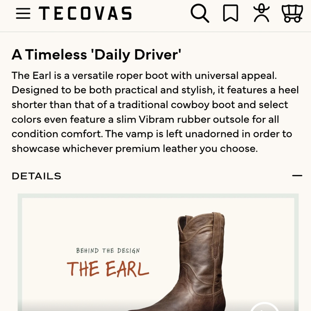 Tecovas Men's The Earl Brown Leather Western Roper Boots - Picture 2 of 11